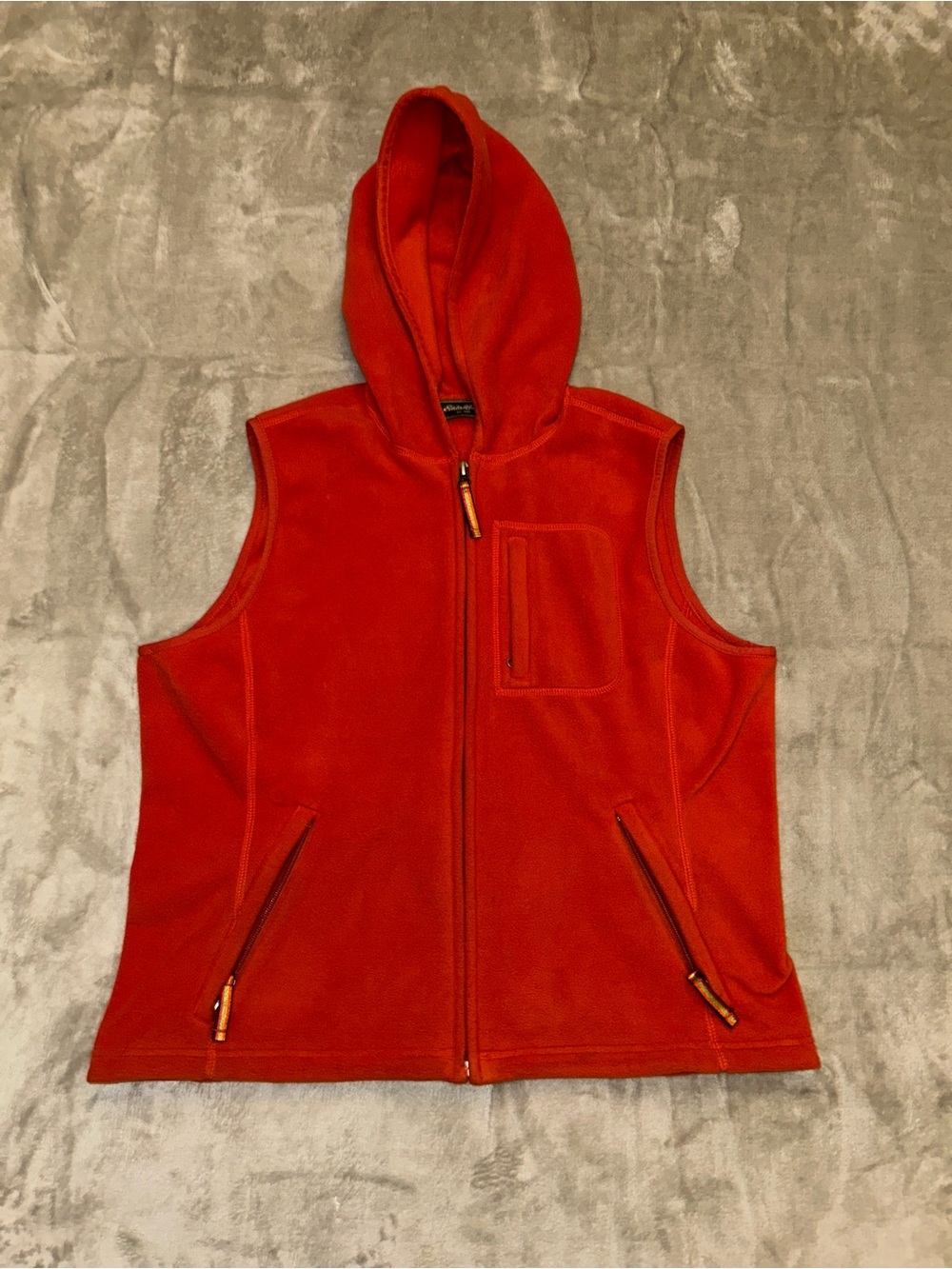 Eddie Bauer Hooded Fleece Vest in Burnt Orange L